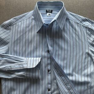 D&G Men's Light Blue Pinstripe Dress Shirt